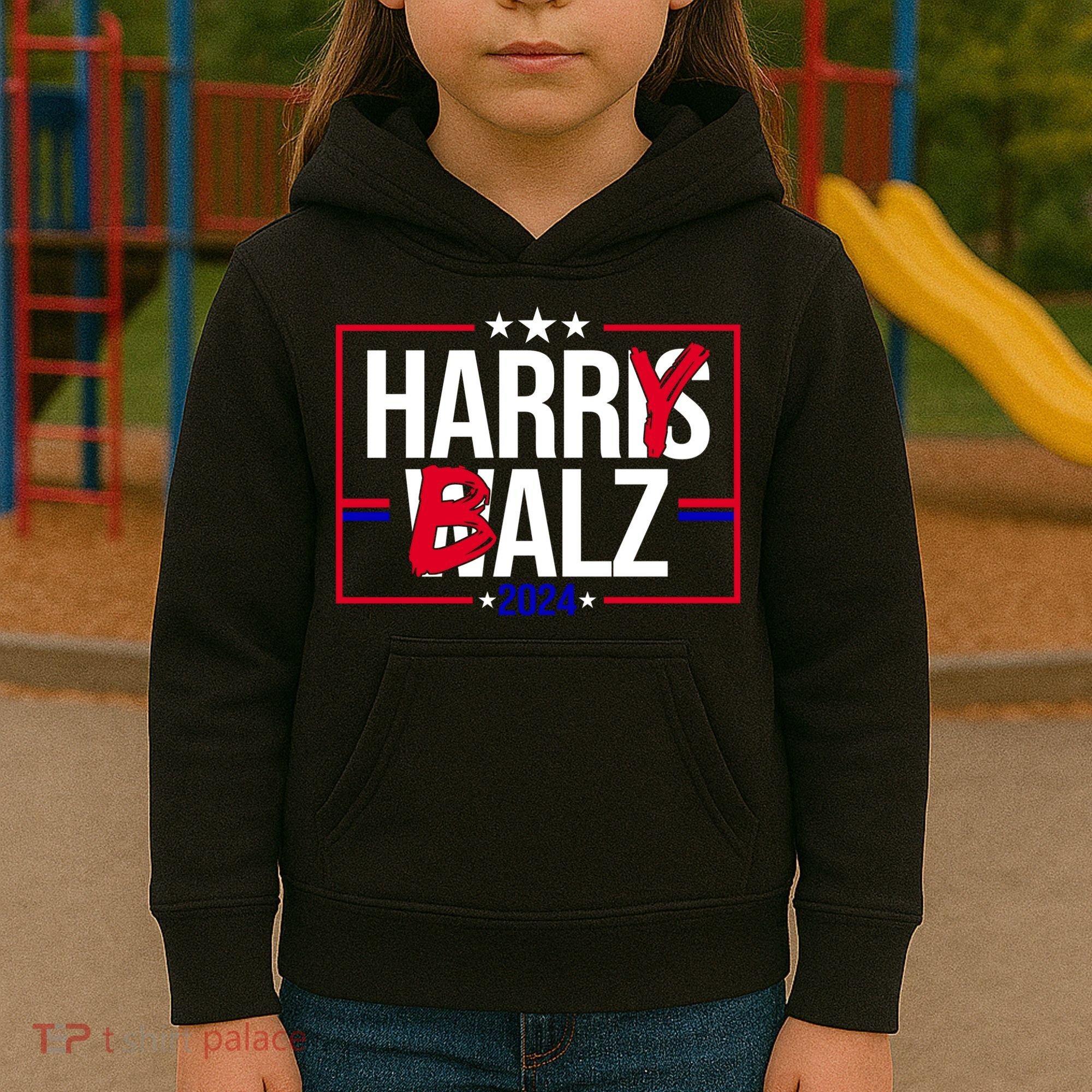 Funny Harris Walz 24 Harry Balz 2024 Political Meme Kids Hoodie