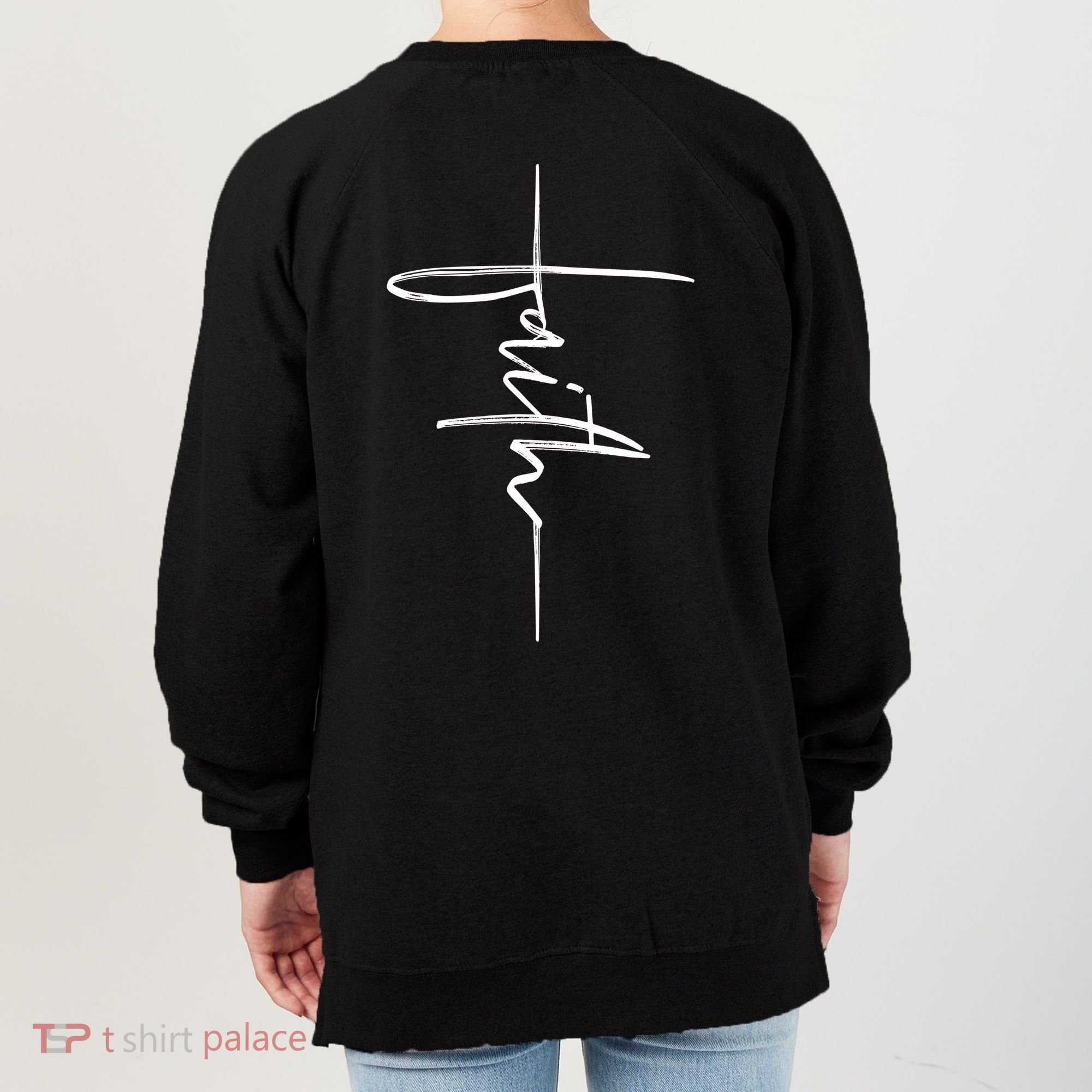 Faith Hand Written Calligraphy Christian Front And Back Print Women's Sweatshirt