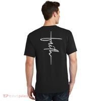 Faith Hand Written Calligraphy Christian Front And Back Print T-Shirt thumb 1