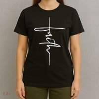 Faith Hand Written Calligraphy Christian Front And Back Print T-Shirt thumb 4