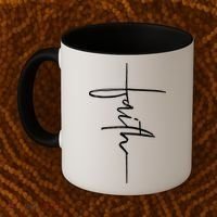 Faith Hand Written Calligraphy Christian Front And Back Print Coffee Mug thumb 2
