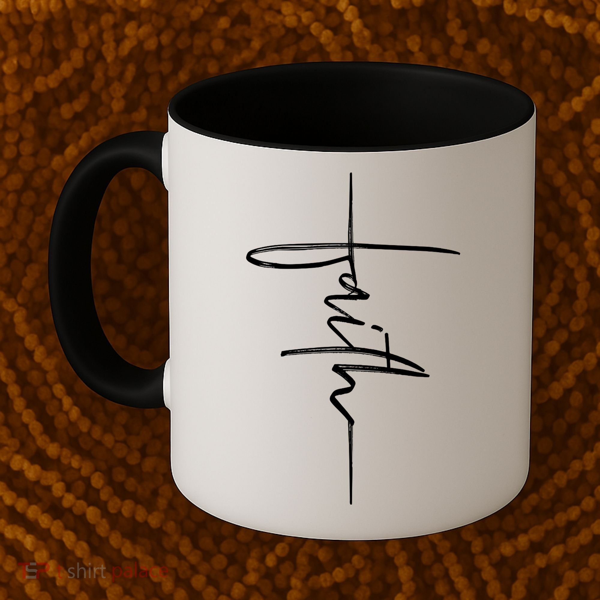 Faith Hand Written Calligraphy Christian Front And Back Print Coffee Mug