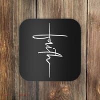 Faith Hand Written Calligraphy Christian Front And Back Print Coaster thumb 0