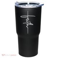 Faith Hand Written Calligraphy Christian Front And Back Print Tumbler thumb 1