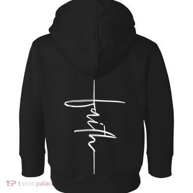 Faith Hand Written Calligraphy Christian Front And Back Print Toddler Hoodie back