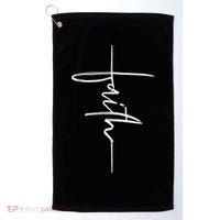 Faith Hand Written Calligraphy Christian Front And Back Print Golf Towel thumb 0