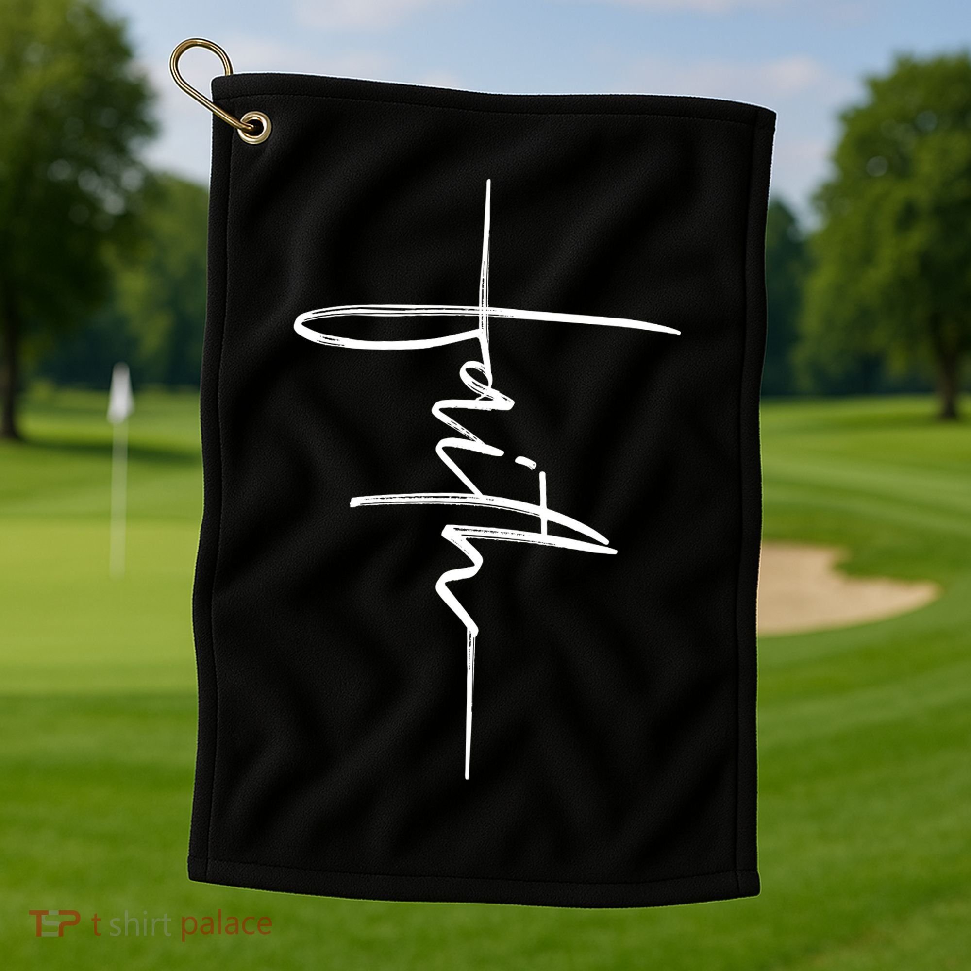 Faith Hand Written Calligraphy Christian Front And Back Print Golf Towel