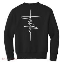 Faith Hand Written Calligraphy Christian Front And Back Print Kids Sweatshirt thumb 1