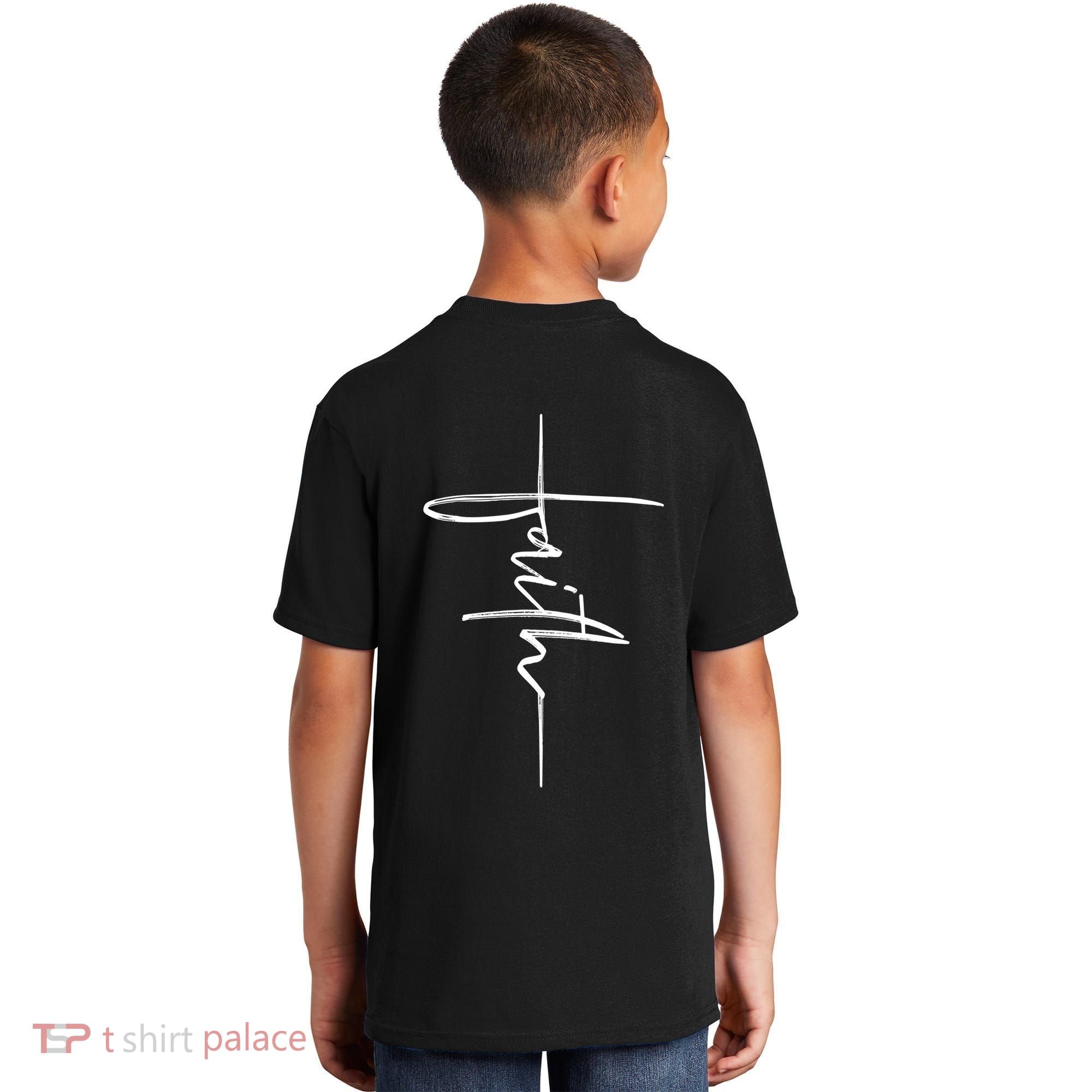 Faith Hand Written Calligraphy Christian Front And Back Print Kids T-Shirt