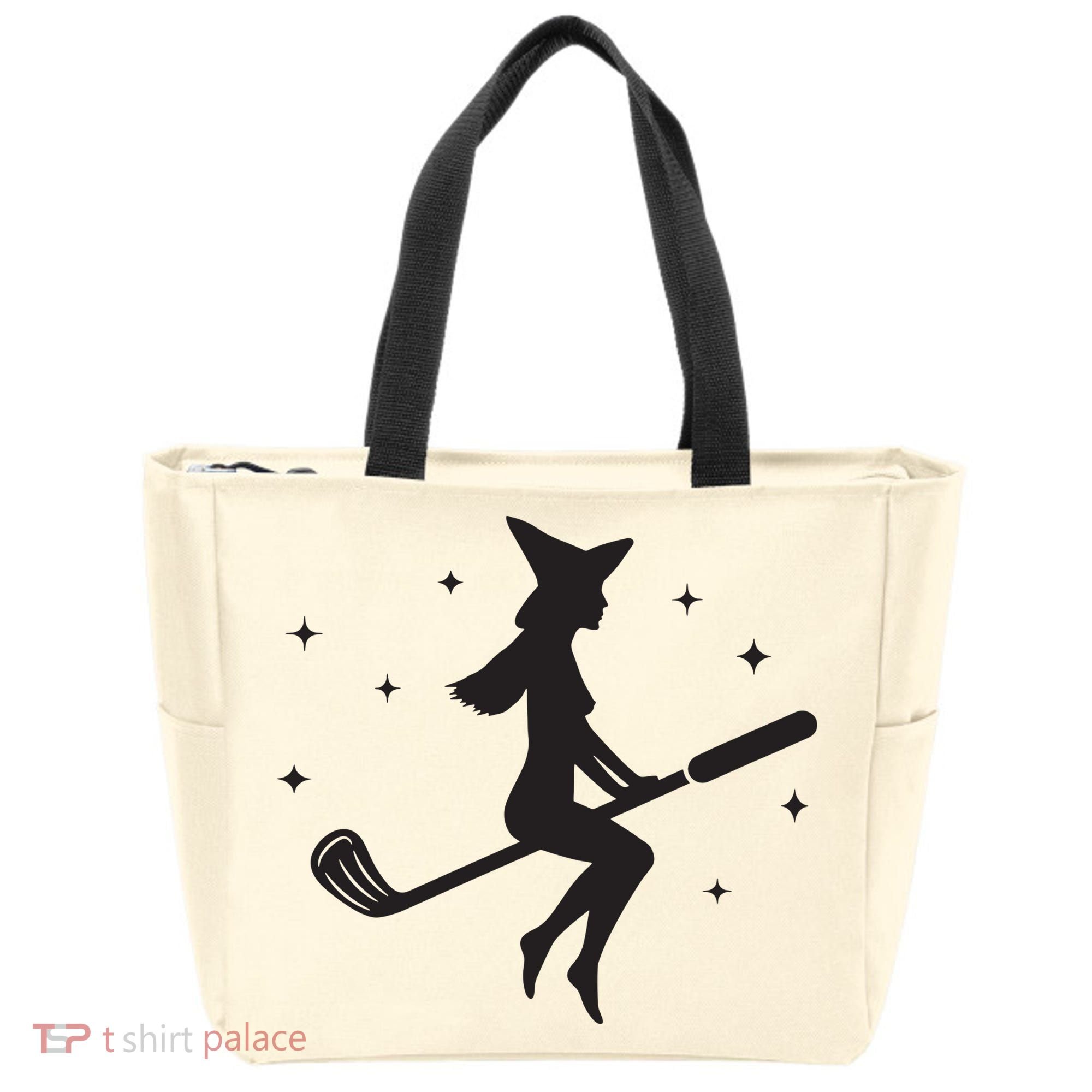 Funny Halloween Witch Golf Stick Women Golfer Golfing Vneck Tote Bag