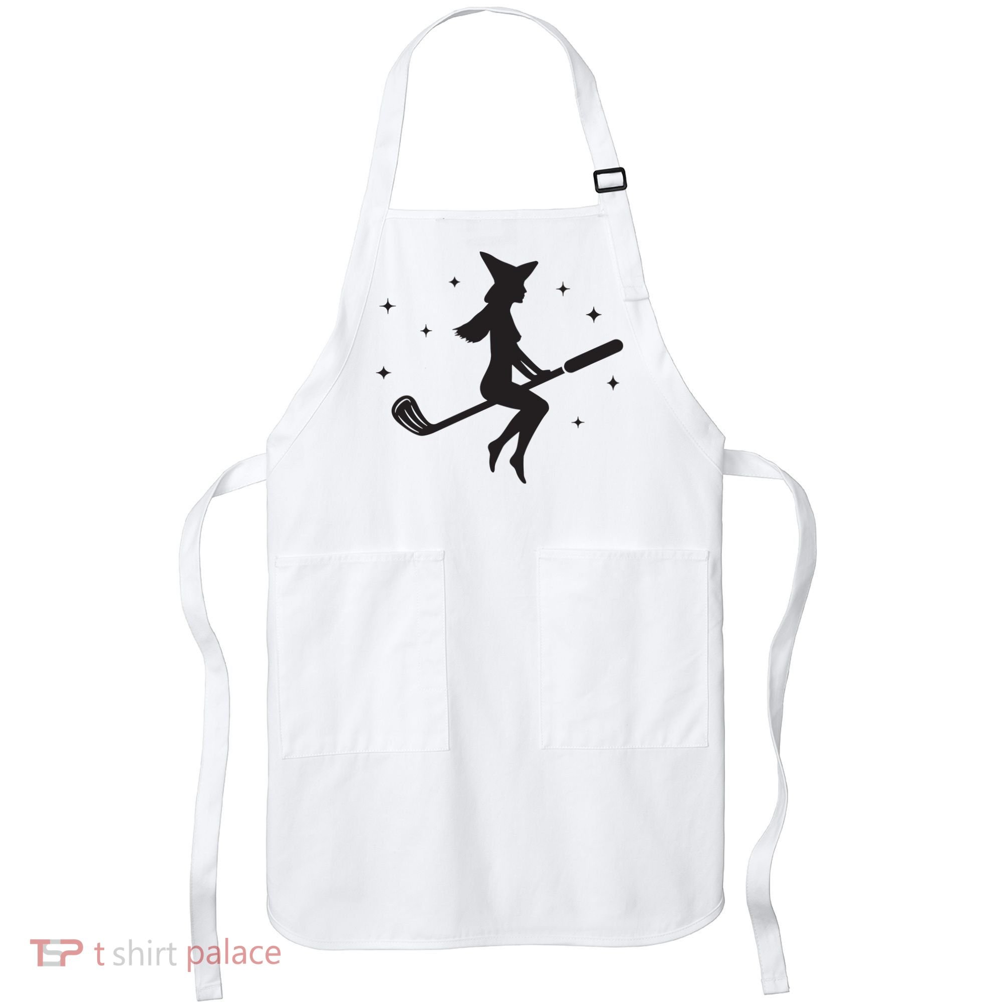 Funny Halloween Witch Golf Stick Women Golfer Golfing Vneck Apron