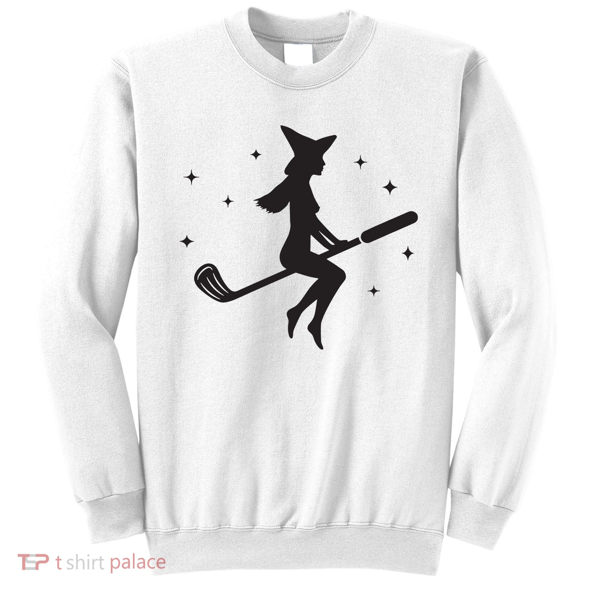 Funny Halloween Witch Golf Stick Women Golfer Golfing Vneck Sweatshirt