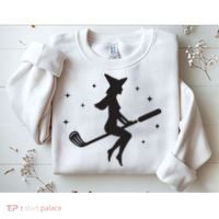 Funny Halloween Witch Golf Stick Women Golfer Golfing Vneck Sweatshirt thumb 2