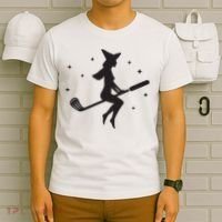 Funny Halloween Witch Golf Stick Women Golfer Golfing Vneck T-Shirt thumb 6