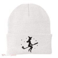 Funny Halloween Witch Golf Stick Women Golfer Golfing Vneck Beanie thumb 0
