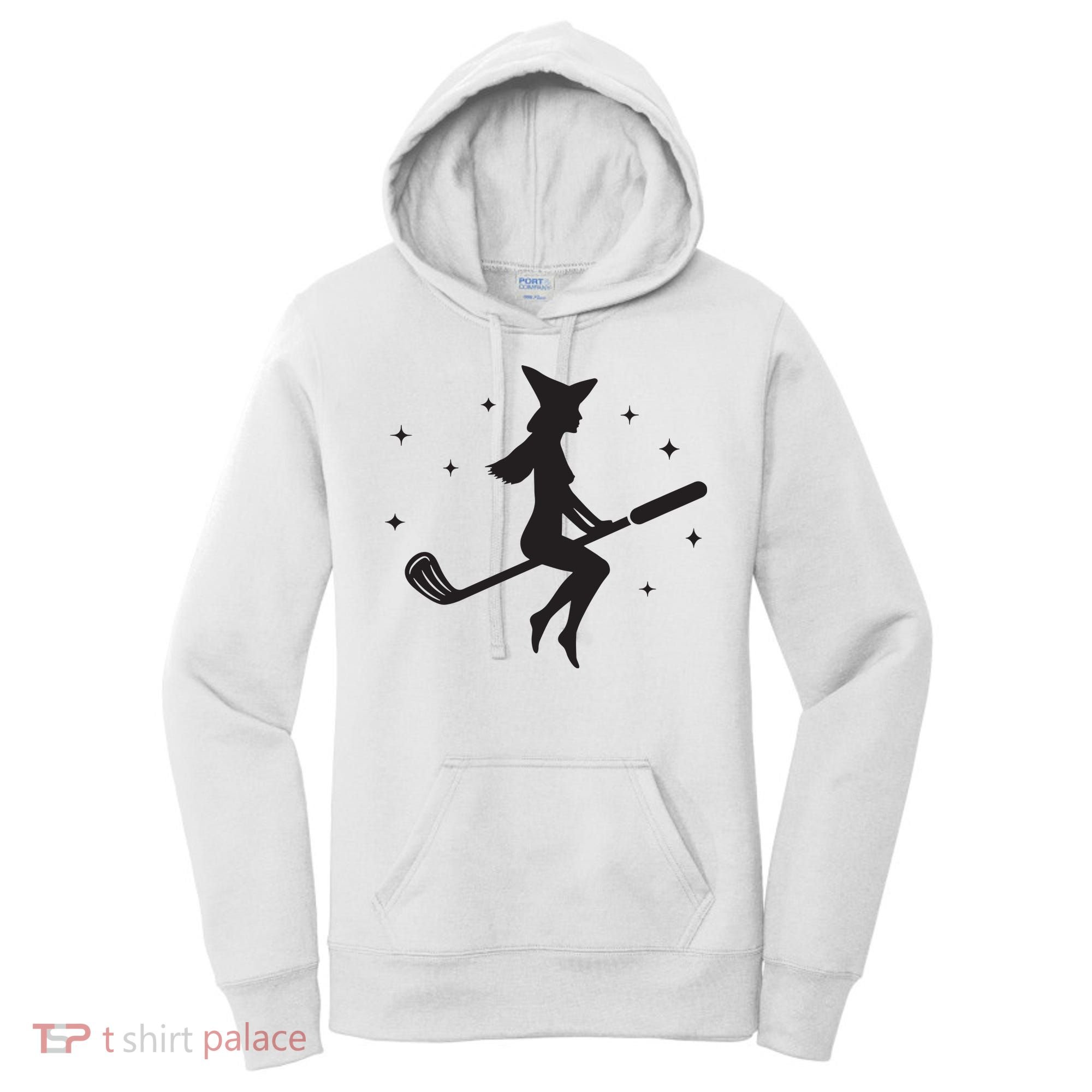 Funny Halloween Witch Golf Stick Women Golfer Golfing Vneck Women's Hoodie