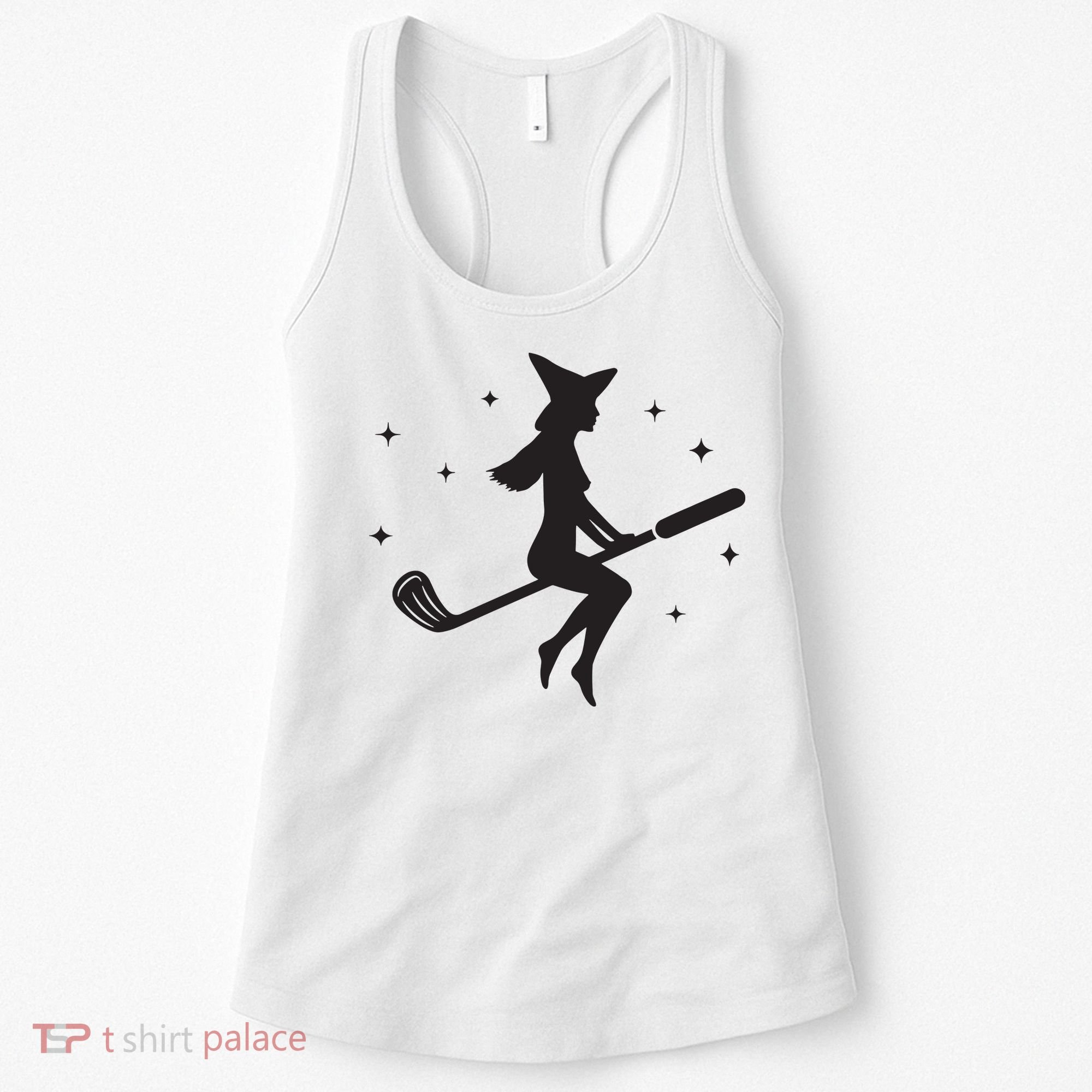 Funny Halloween Witch Golf Stick Women Golfer Golfing Vneck Women's Tank Top