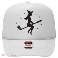 Funny Halloween Witch Golf Stick Women Golfer Golfing Vneck Hat thumb 0