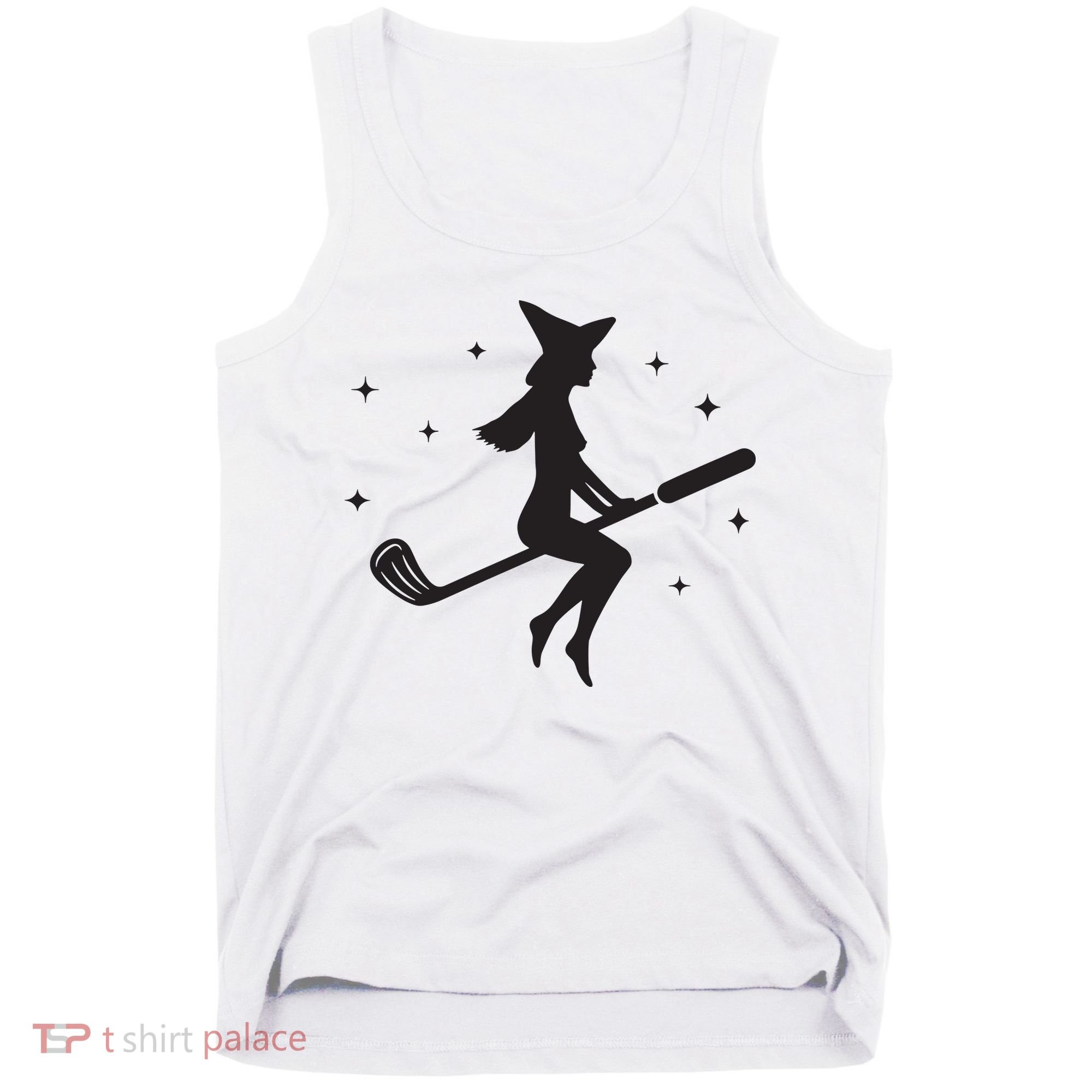 Funny Halloween Witch Golf Stick Women Golfer Golfing Vneck Tank Top