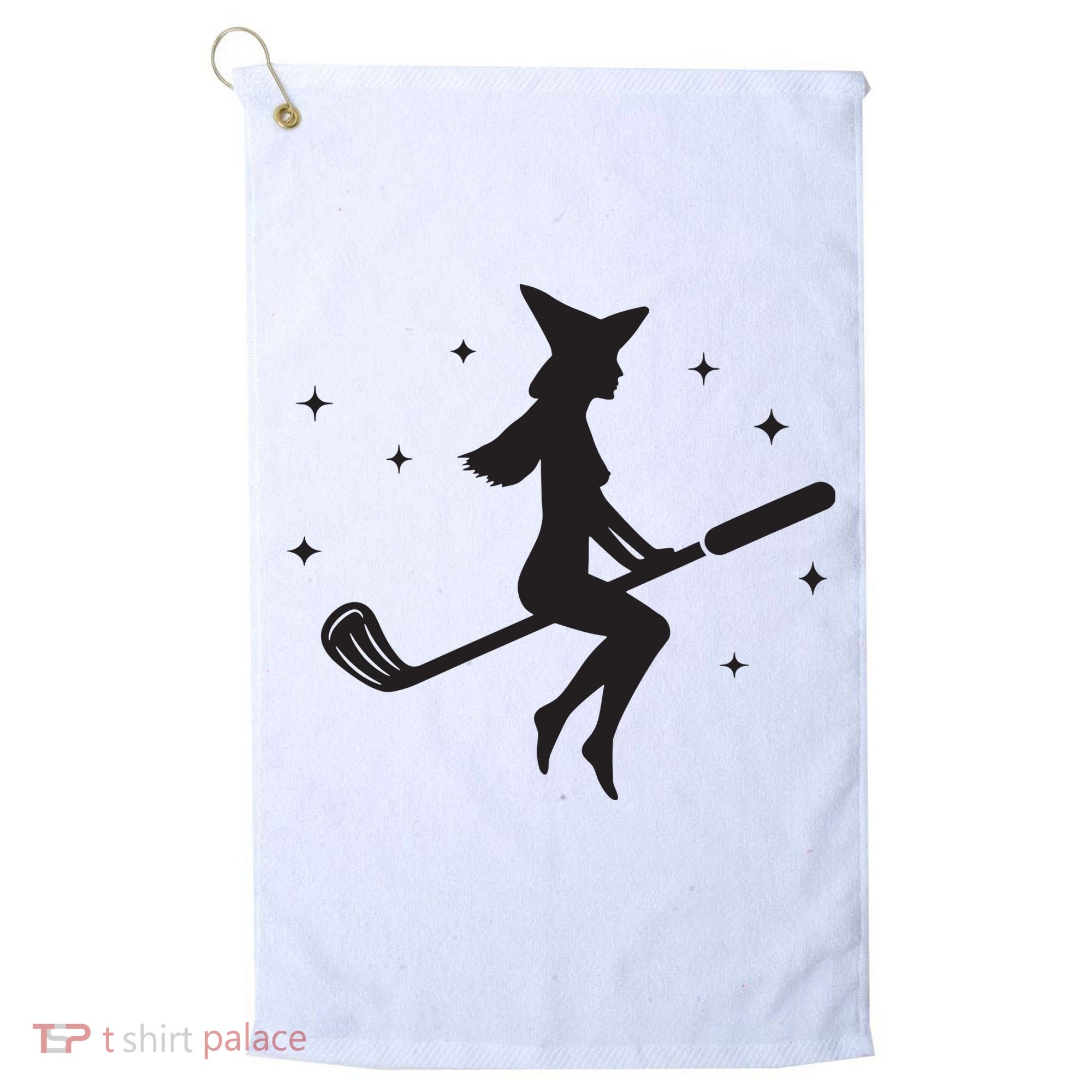 Funny Halloween Witch Golf Stick Women Golfer Golfing Vneck Golf Towel