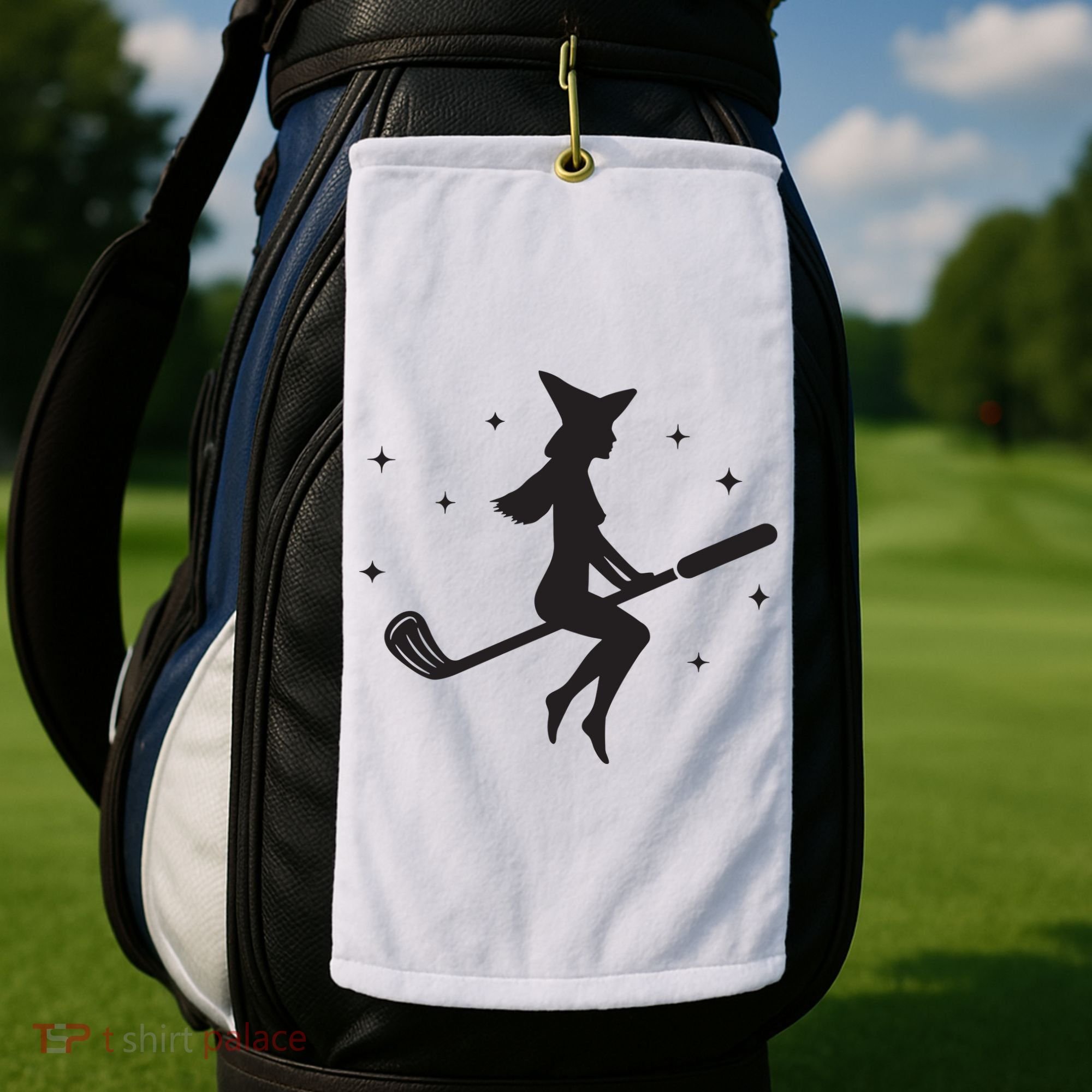 Funny Halloween Witch Golf Stick Women Golfer Golfing Vneck Golf Towel