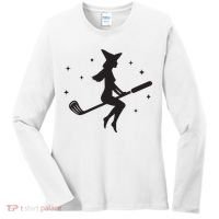 Funny Halloween Witch Golf Stick Women Golfer Golfing Vneck Women's Long Sleeve Shirt thumb 0