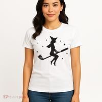 Funny Halloween Witch Golf Stick Women Golfer Golfing Vneck Women's T-Shirt thumb 4