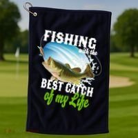 Fishing Husband Wife Marriage Golf Towel thumb 1