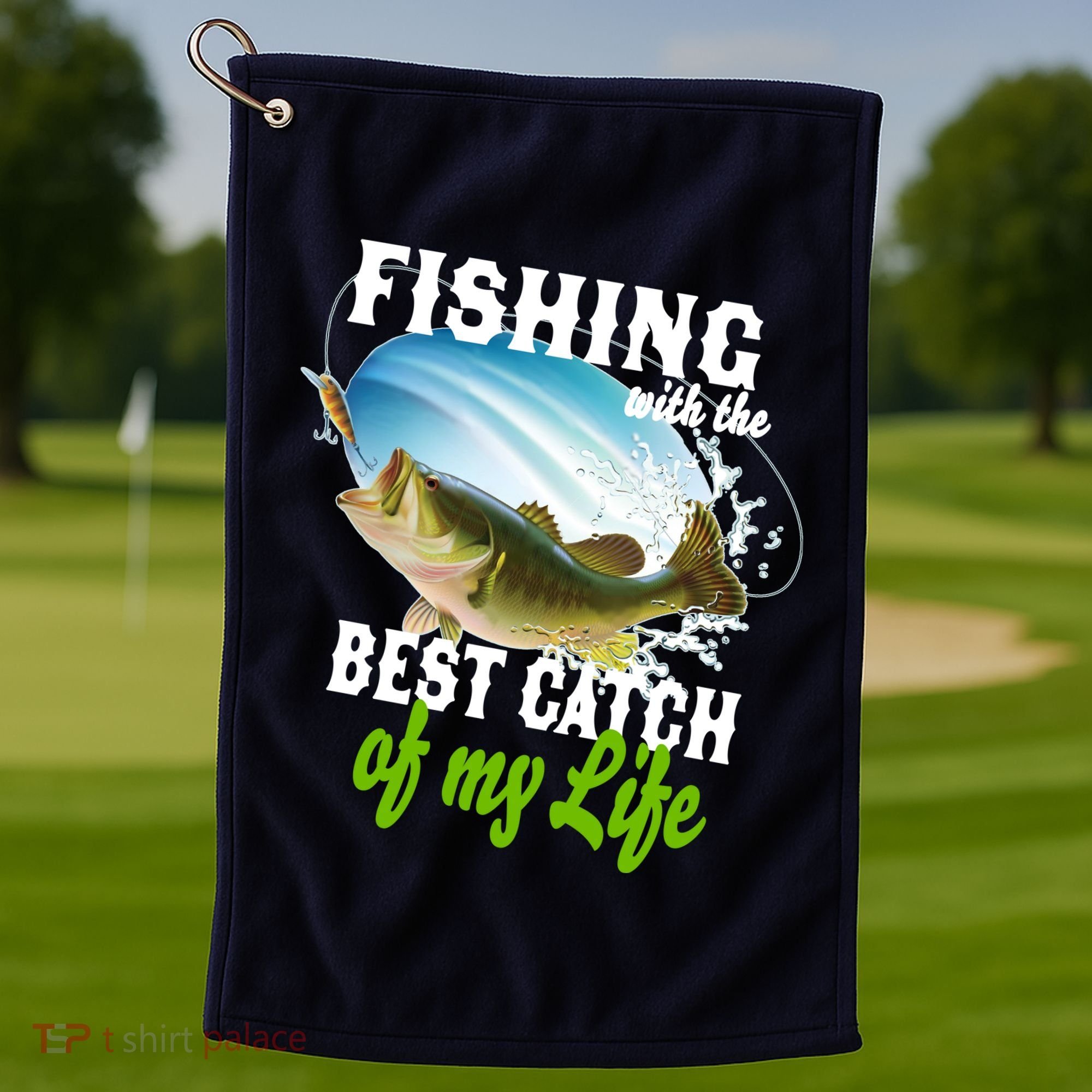 Fishing Husband Wife Marriage Golf Towel