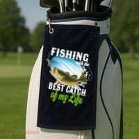 Fishing Husband Wife Marriage Golf Towel thumb 2