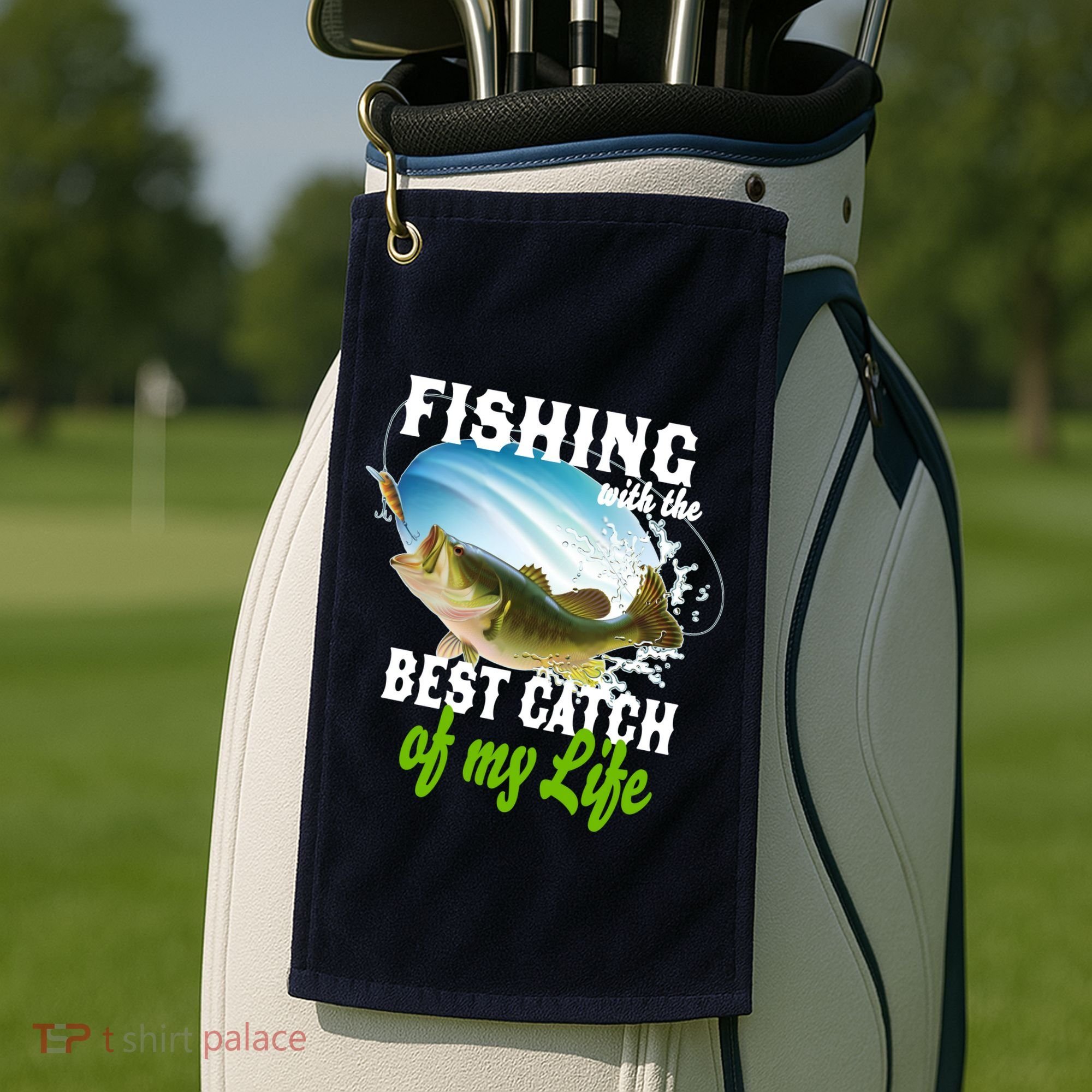 Fishing Husband Wife Marriage Golf Towel