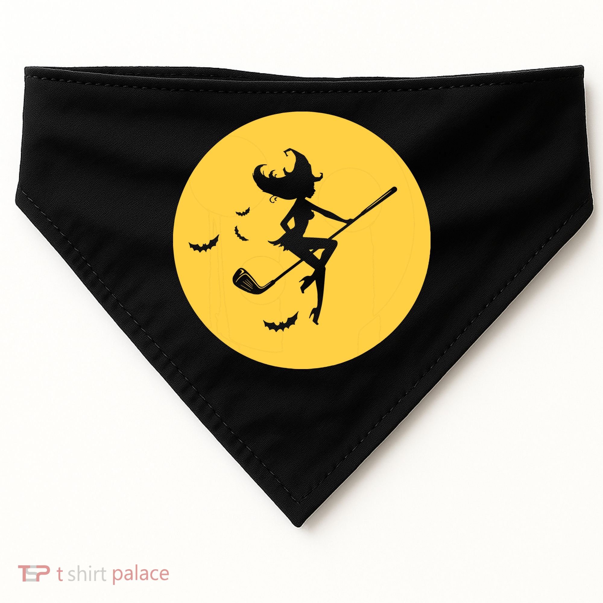 Funny Halloween Witch Golf Stick Golfer Golfing Premium USA-Made Doggie Bandana