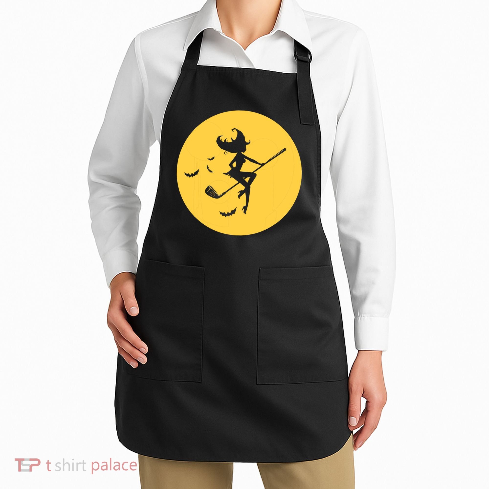 Funny Halloween Witch Golf Stick Golfer Golfing Premium Apron
