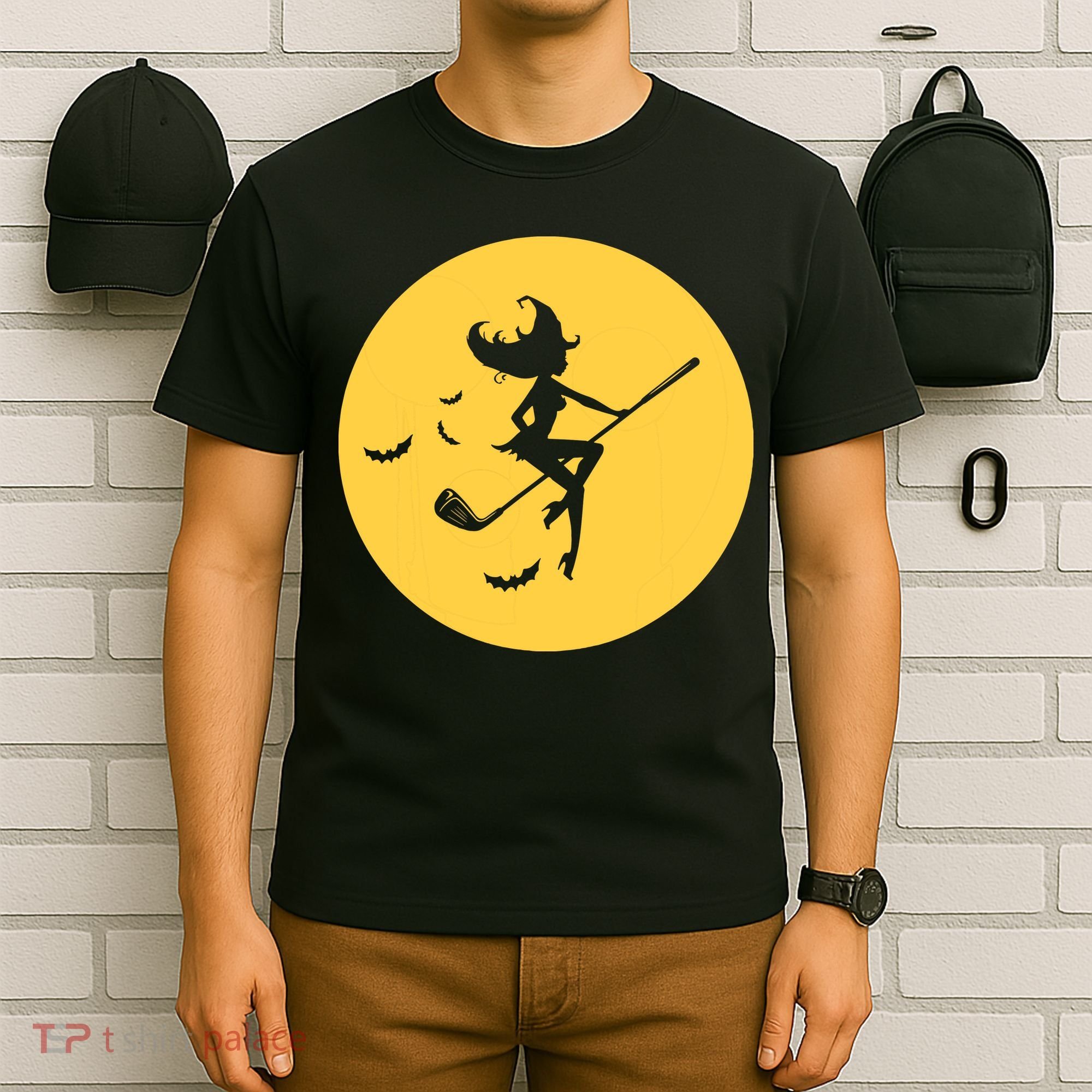 Funny Halloween Witch Golf Stick Golfer Golfing Premium T-Shirt