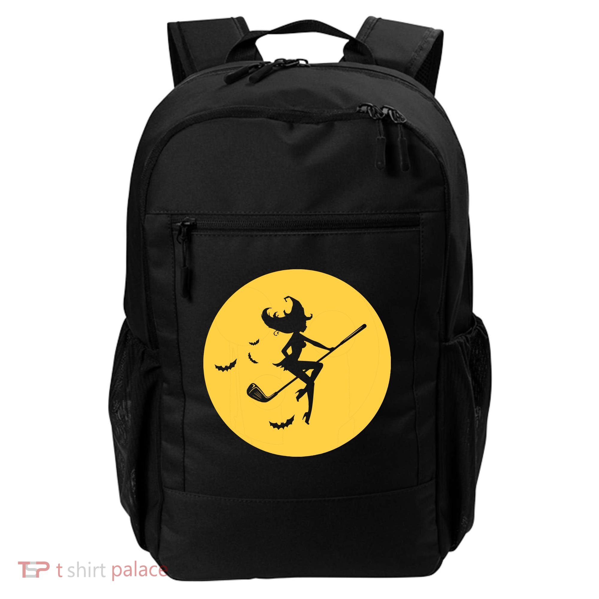 Funny Halloween Witch Golf Stick Golfer Golfing Premium Backpack