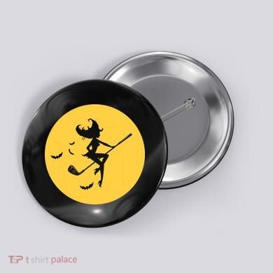 Funny Halloween Witch Golf Stick Golfer Golfing Premium Button