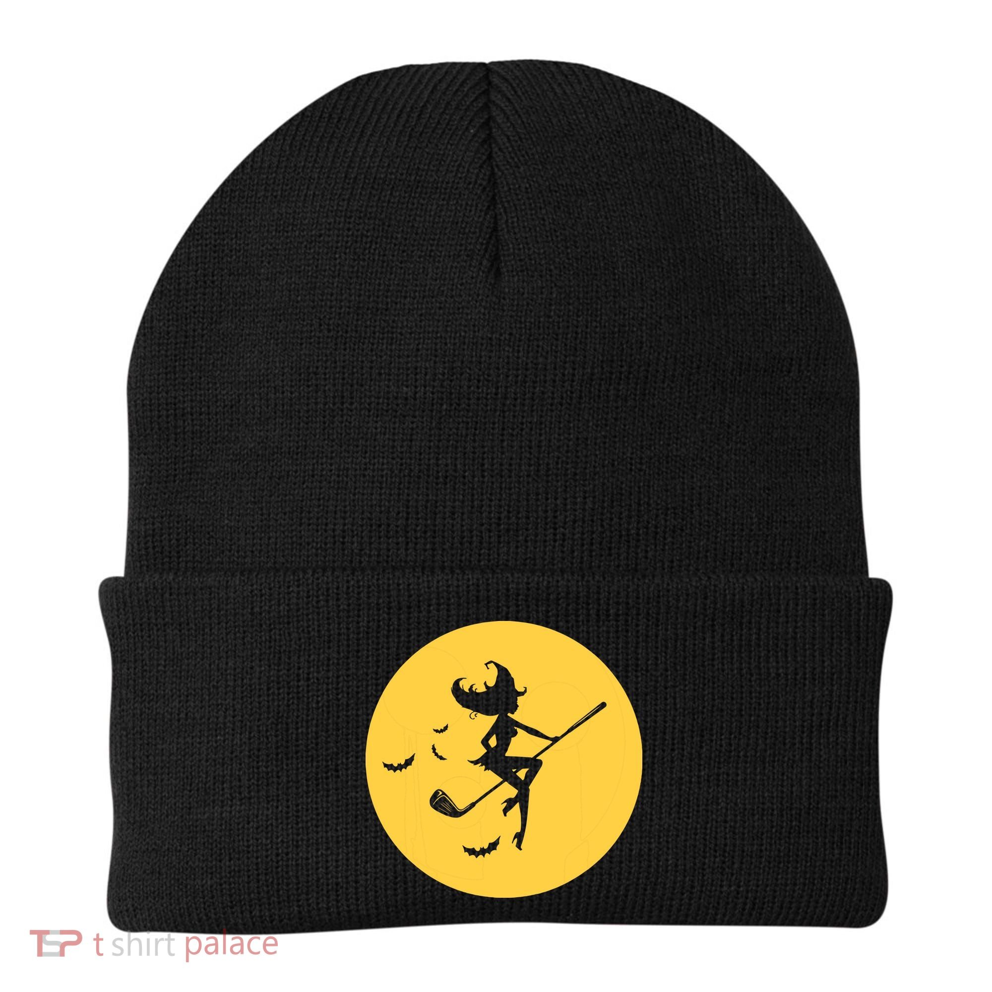 Funny Halloween Witch Golf Stick Golfer Golfing Premium Beanie
