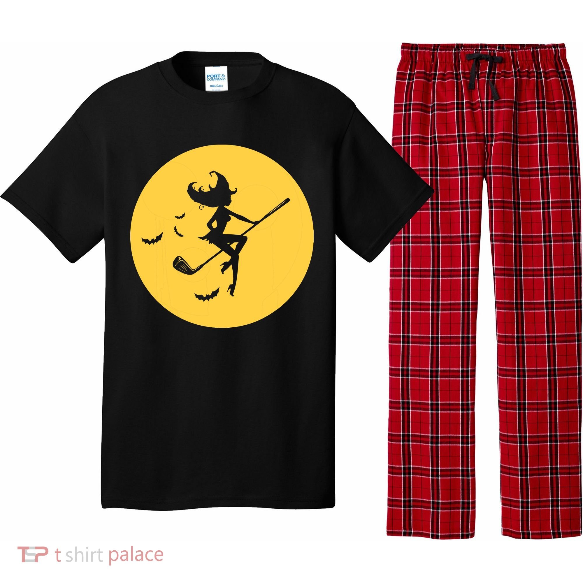 Funny Halloween Witch Golf Stick Golfer Golfing Premium Pajama Set