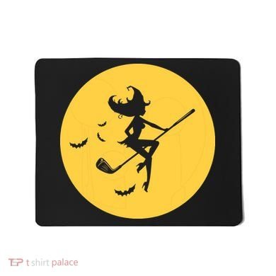 Funny Halloween Witch Golf Stick Golfer Golfing Premium Mousepad