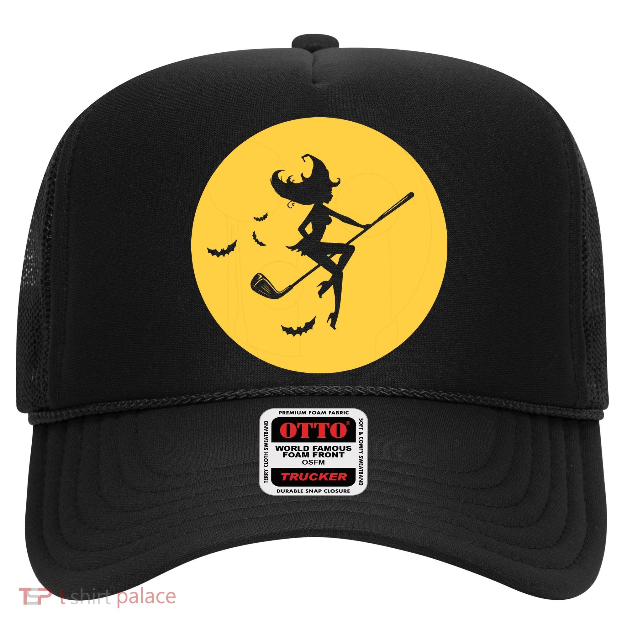 Funny Halloween Witch Golf Stick Golfer Golfing Premium Hat