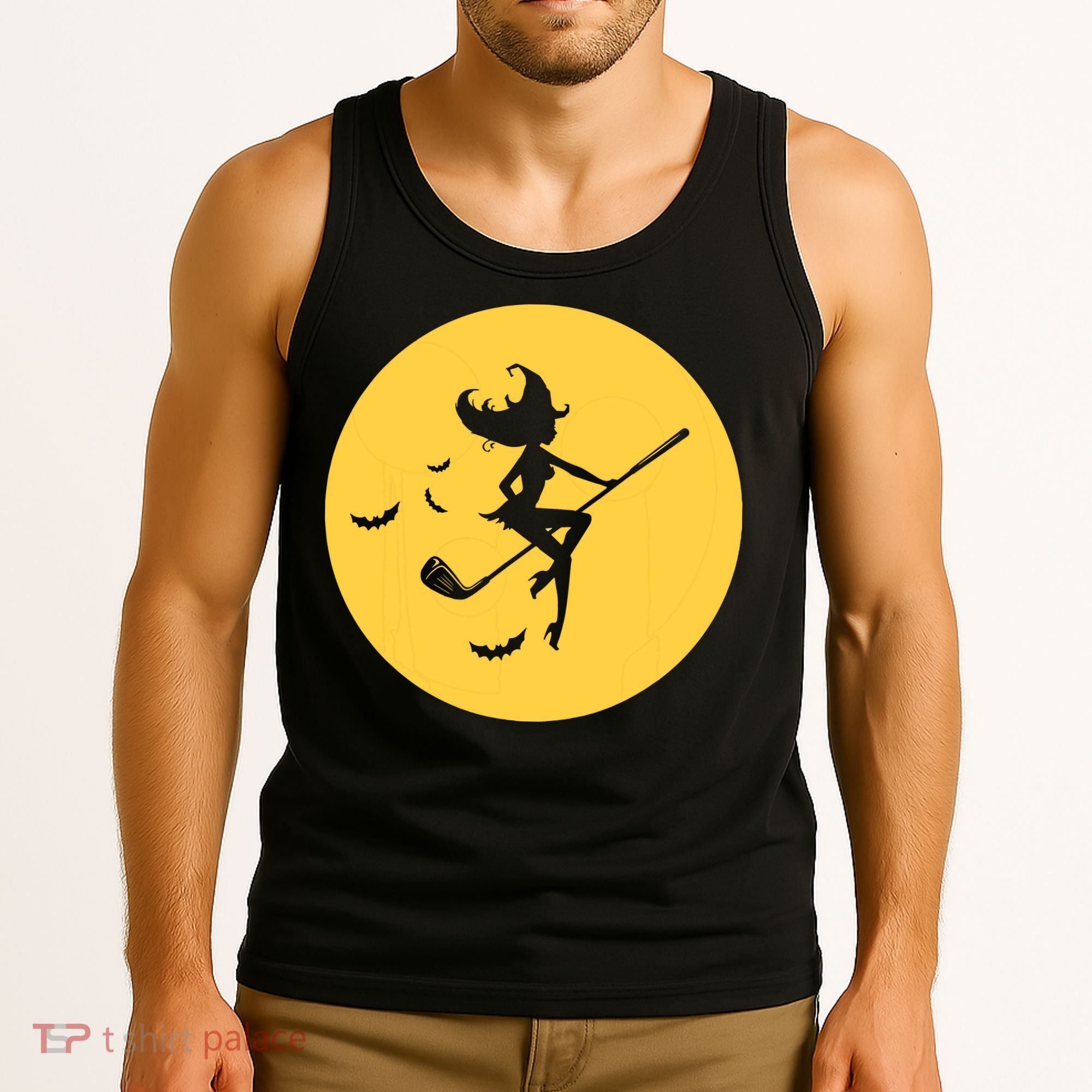 Funny Halloween Witch Golf Stick Golfer Golfing Premium Tank Top