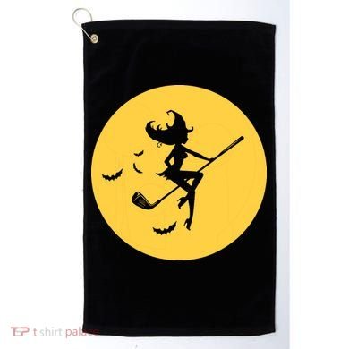 Funny Halloween Witch Golf Stick Golfer Golfing Premium Golf Towel