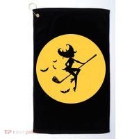 Funny Halloween Witch Golf Stick Golfer Golfing Premium Golf Towel thumb 0