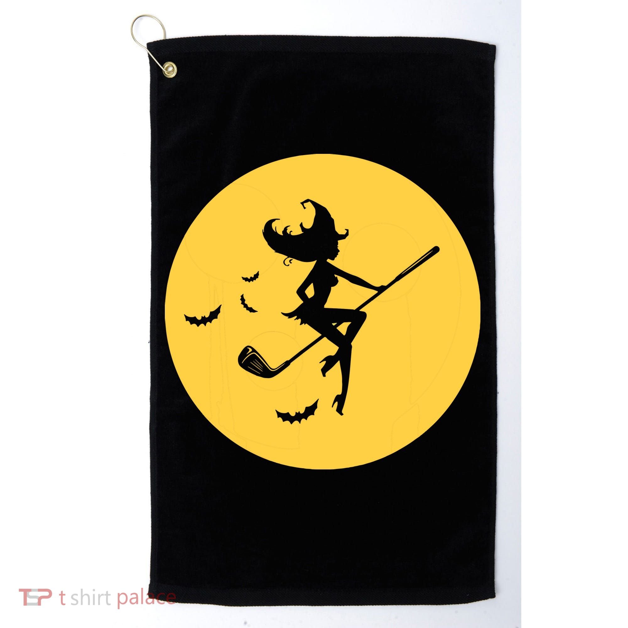 Funny Halloween Witch Golf Stick Golfer Golfing Premium Golf Towel