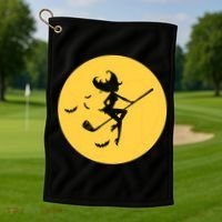 Funny Halloween Witch Golf Stick Golfer Golfing Premium Golf Towel thumb 1