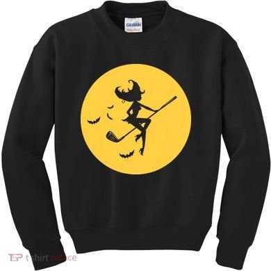 Funny Halloween Witch Golf Stick Golfer Golfing Premium Kids Sweatshirt