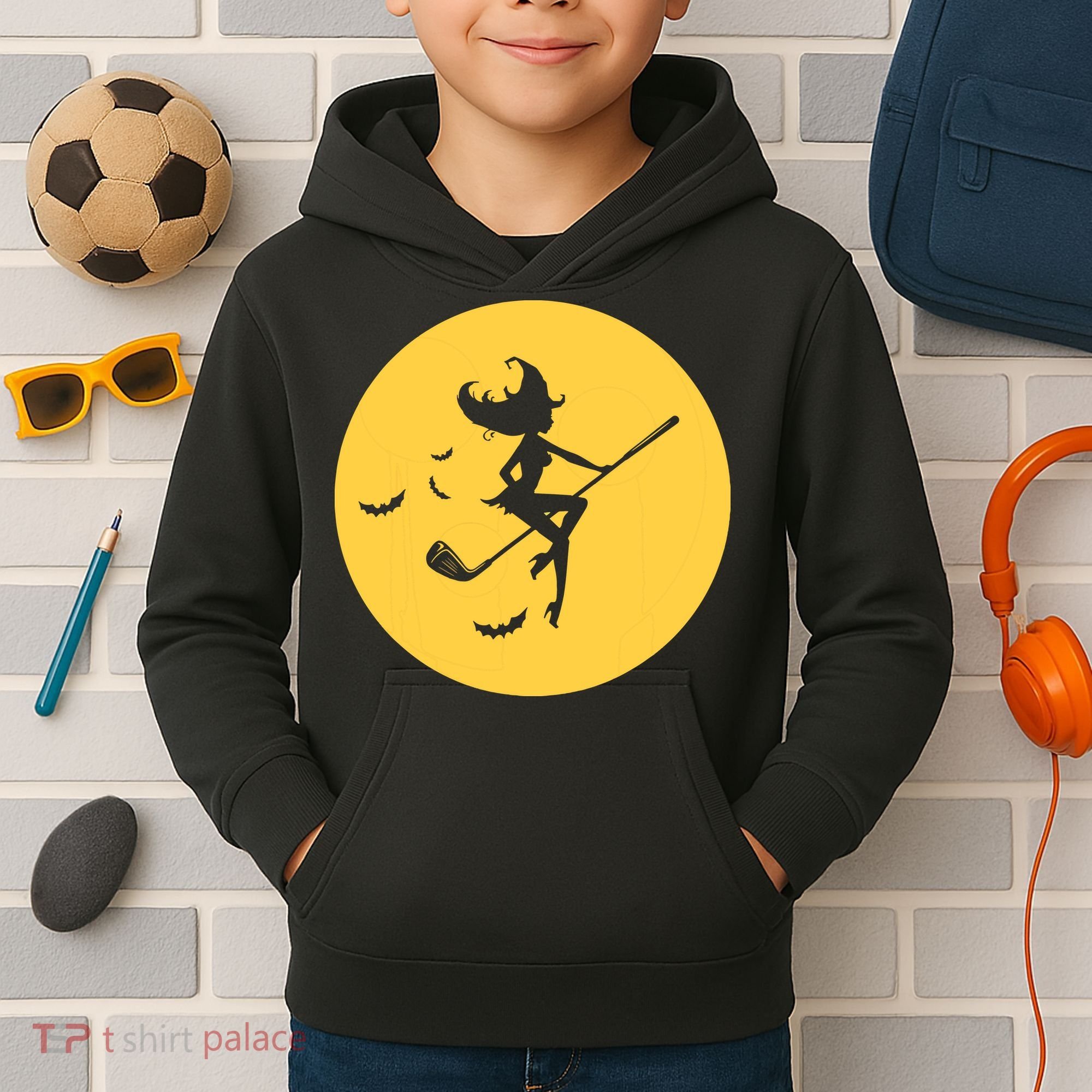 Funny Halloween Witch Golf Stick Golfer Golfing Premium Kids Hoodie