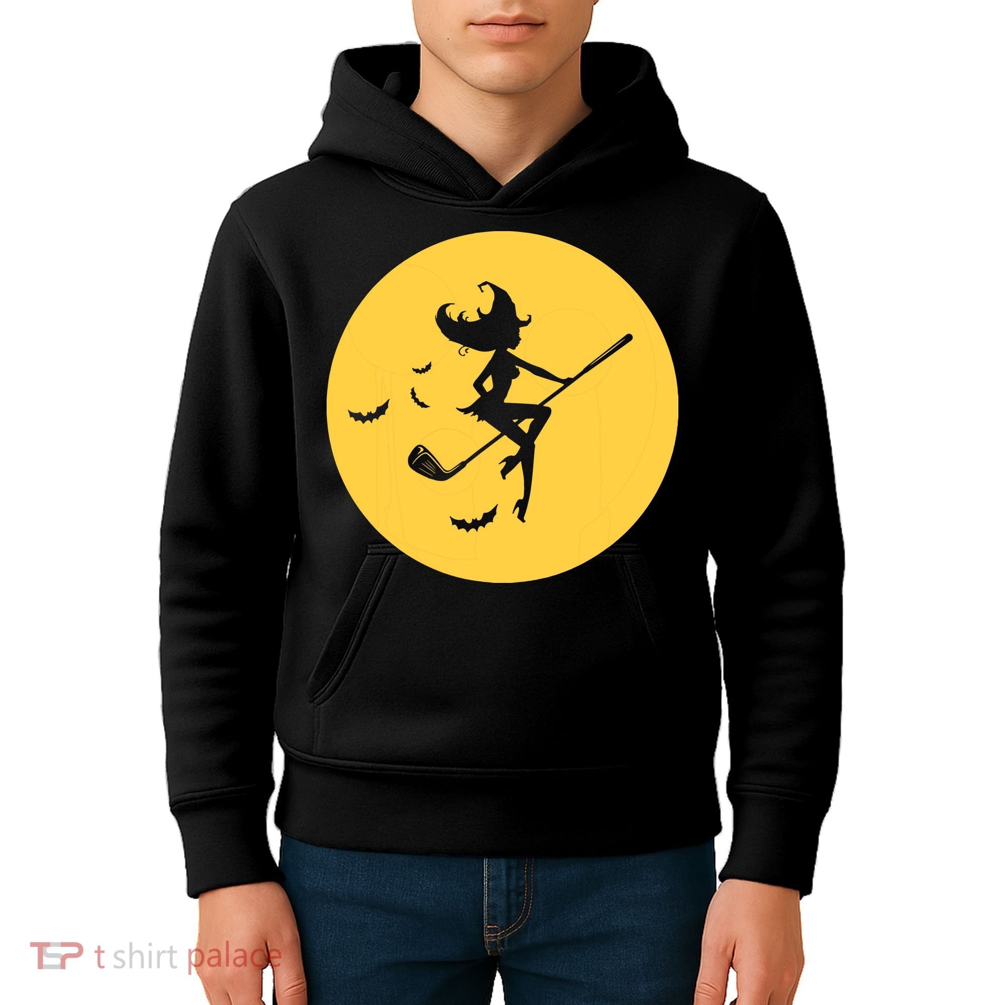 Funny Halloween Witch Golf Stick Golfer Golfing Premium Kids Hoodie