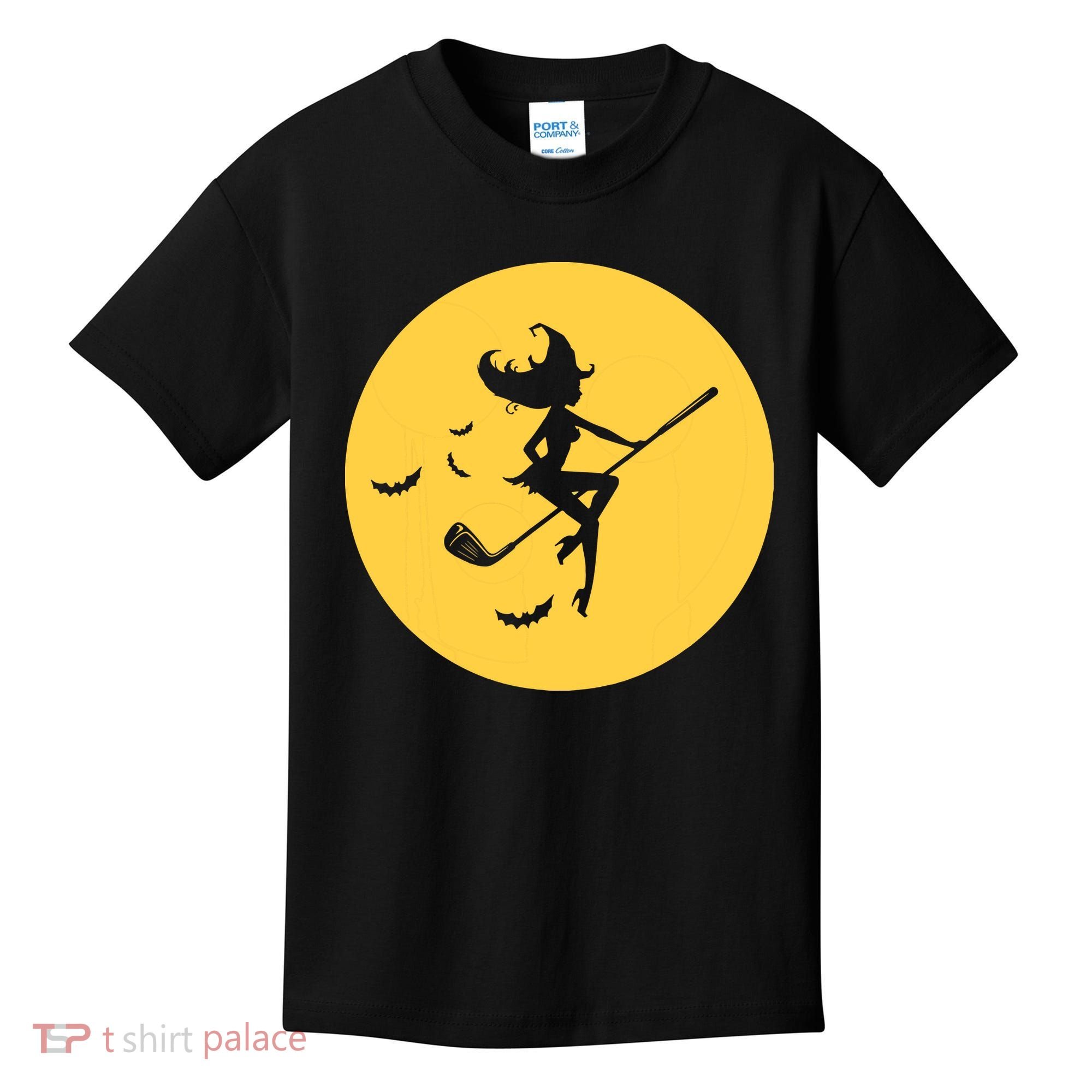 Funny Halloween Witch Golf Stick Golfer Golfing Premium Kids T-Shirt