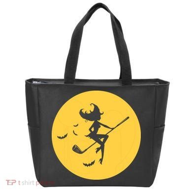 Funny Halloween Witch Golf Stick Golfer Golfing Premium Tote Bag